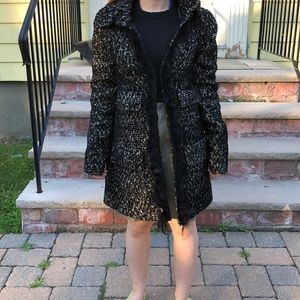 Nanette Lepore 2 black/white tweed winter coat
